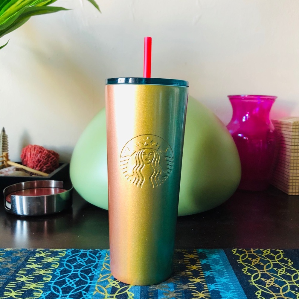 New Summer 2020 Ombre Peach Glitter Reusable Cup